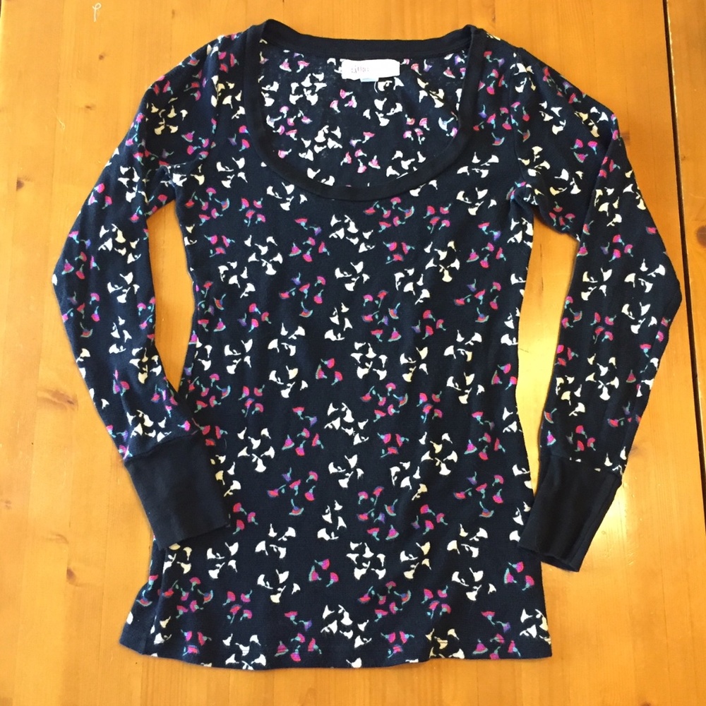 Anthro Lilka Floral Thermal Long Sleeved Tee